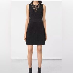 Allsaints Ula lace panel mini dress in black